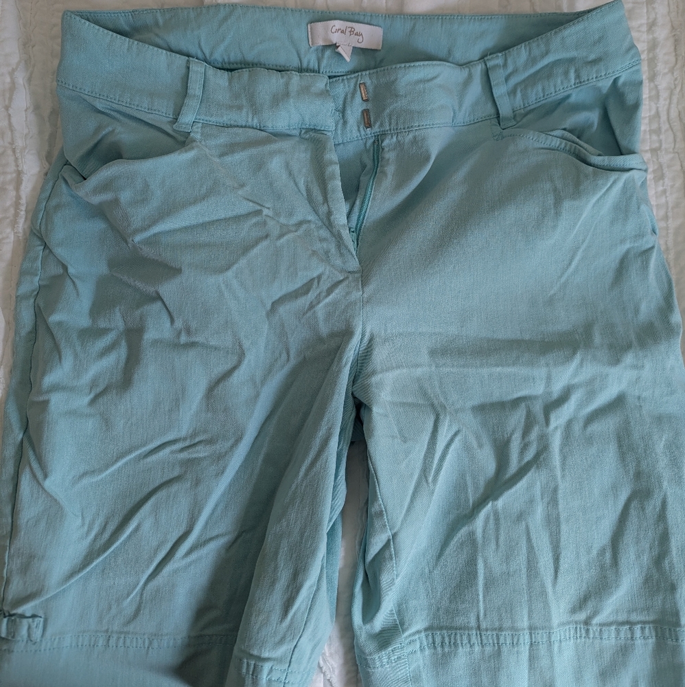 Coral Bay Blue Bermuda Shorts Lightweight Casual